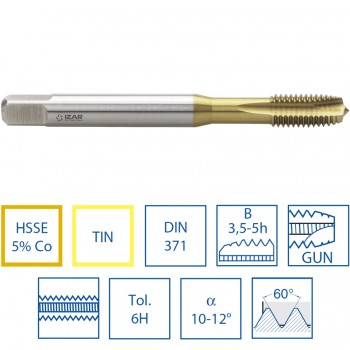 MACHO DE MÁQUINA RETO COM ROSCA MÉTRICA PARA INOX COM CABO REFORÇADO DIN-371 Mod. 3149