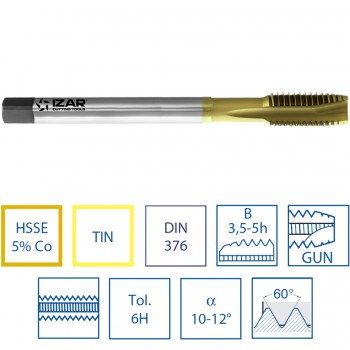 MACHO DE MÁQUINA RETO COM ROSCA MÉTRICA PARA INOX DIN-376 Mod. 3249