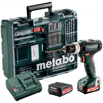 PACK DE BROCA DE IMPACTO SEM FIO 12 VOLTS METABO Mod. POWERMAXX SB 12 CONJUNTO + 74 ACESSÓRIOS